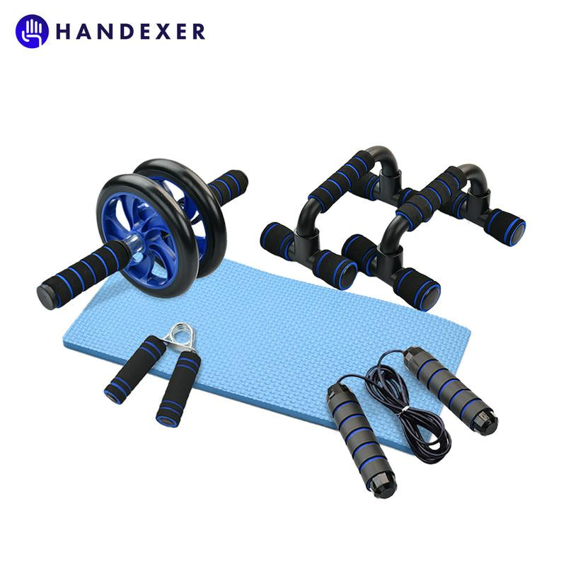 Home Gym Fitness Set, 5-In-1 Abl Roller Kit with Knee Pads, Push-Up Bars, Handle Grips, Skipping Ropes, Home Gym Exercise Kits Suitable for Full-Body Workout, Core & Strength Training, Gym Accessaries, Black Friday, Cyber Monday, Christmas Gift Ideas