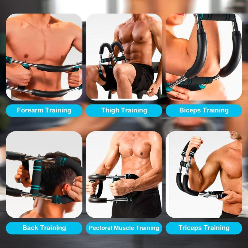 Adjustable Arm Trainer with 90-120 lbs Resistance for Chest and Grip Strengthening - Portable Spring Power Twister Bar for Home Workouts