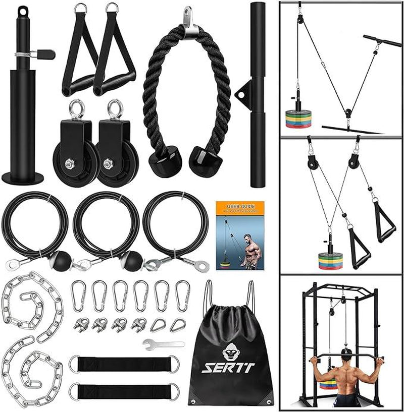 Weight Cable Pulley System Gym Upgraded Cable Pulley Attachments for Gym LAT Pull down Biceps Curl Tricep Arm Workouts Weight Pulley System Home Gym Add on Equipment