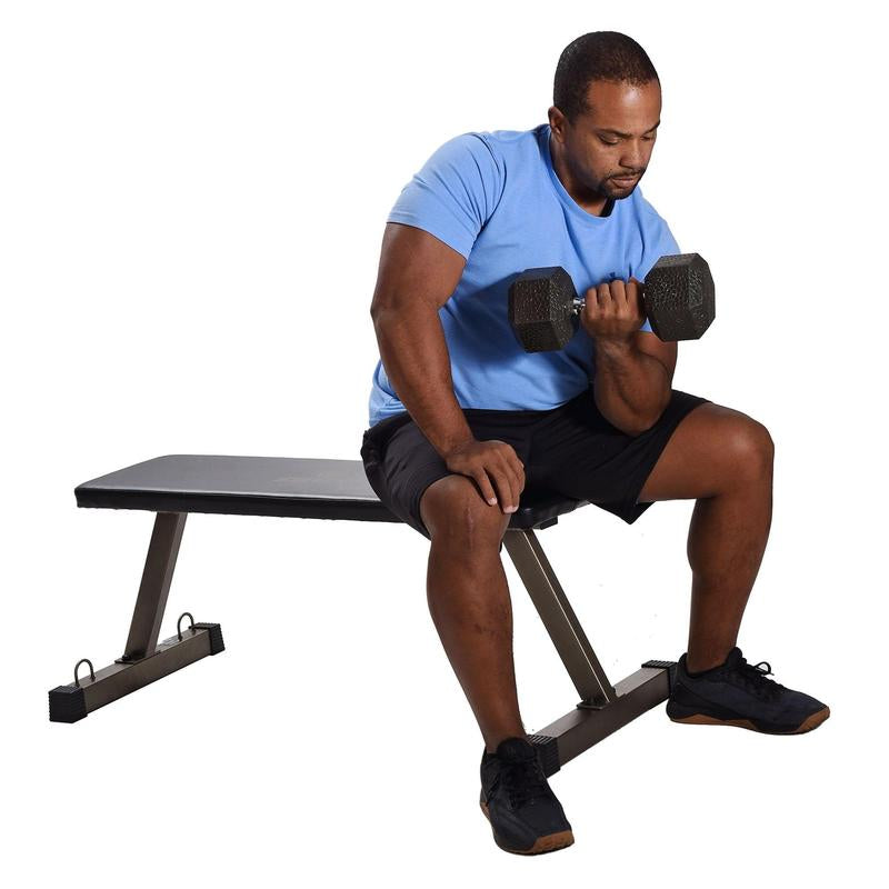 Holahatha 600 Pound Capacity Foam Padded Flat Barbell Bench W/Steel Frame, Black