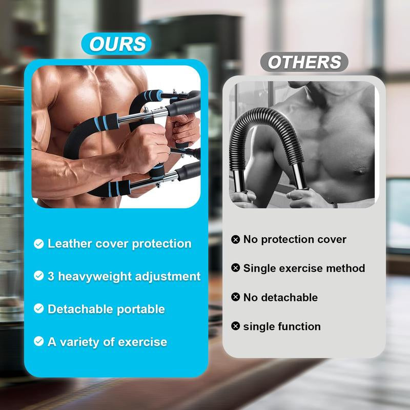 Adjustable Arm Trainer with 90-120 lbs Resistance for Chest and Grip Strengthening - Portable Spring Power Twister Bar for Home Workouts