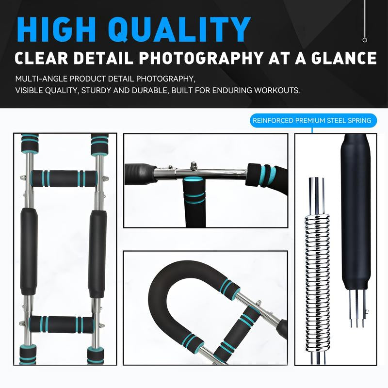 Adjustable Arm Trainer with 90-120 lbs Resistance for Chest and Grip Strengthening - Portable Spring Power Twister Bar for Home Workouts