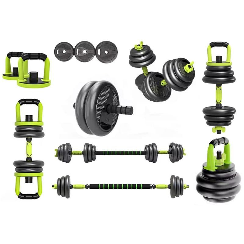 Emza Fitness Adjustable Dumbbells/Barbell/Kettlebell/Push-Up Stand - Upgraded with Ab Wheel - 22Lb/33Lb/44Lb/66Lb/88Lb, 10Kg/15Kg/20Kg/30Kg/40Kg - Home Gym Equipment for Men and Women (22, Pounds)