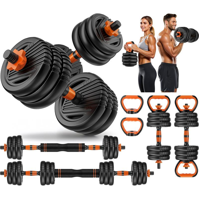 Adjustable Dumbbell Set, 33/44/70/90Lbs Multi-Forms as Barbell, Kettlebell, Push up Stands and Weight Plates, 5 In1 Versatile Dumbbell Set for Full-Body Exercises for Home Gym
