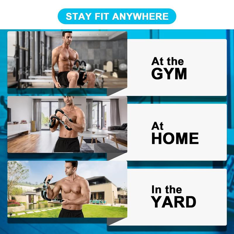 Adjustable Arm Trainer with 90-120 lbs Resistance for Chest and Grip Strengthening - Portable Spring Power Twister Bar for Home Workouts