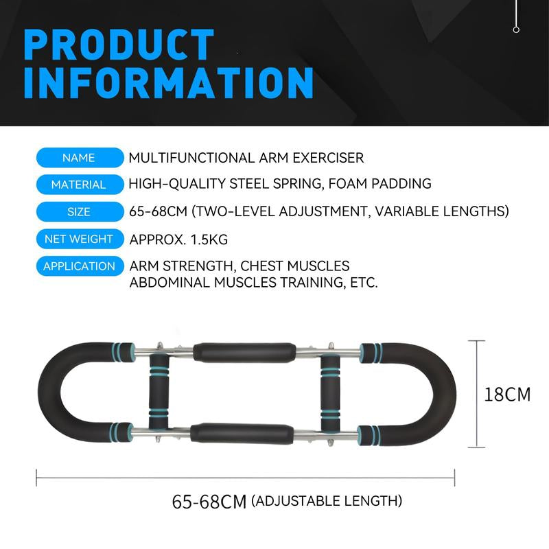 Adjustable Arm Trainer with 90-120 lbs Resistance for Chest and Grip Strengthening - Portable Spring Power Twister Bar for Home Workouts