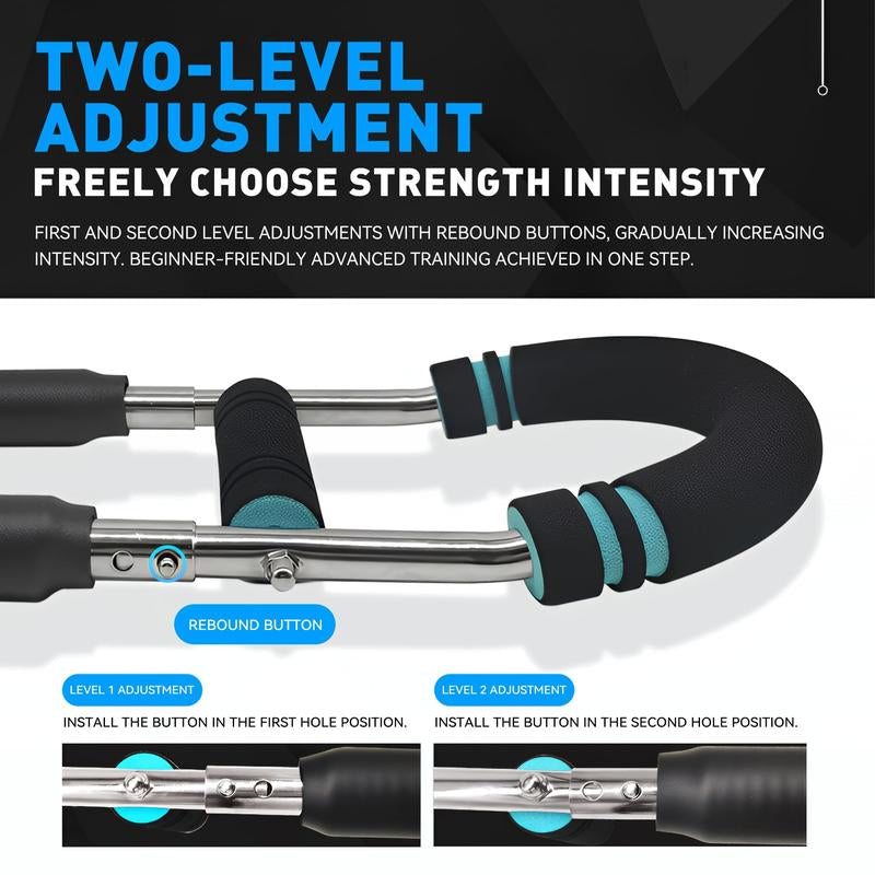 Adjustable Arm Trainer with 90-120 lbs Resistance for Chest and Grip Strengthening - Portable Spring Power Twister Bar for Home Workouts