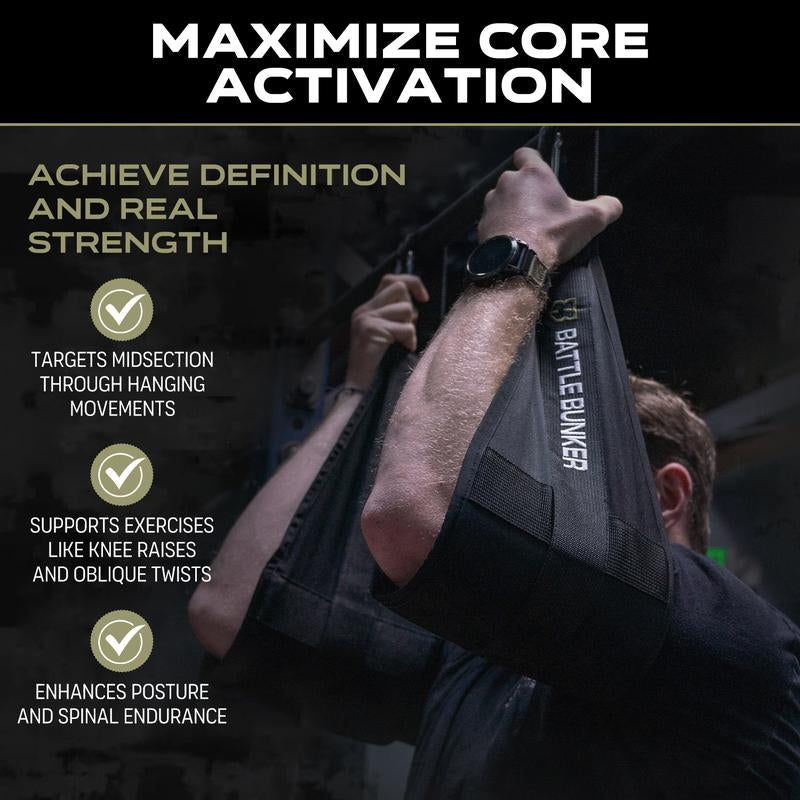 Battle Bunker Hanging Ab Straps V2 - Durable Adjustable Arm Support for Core Training, 12-Inch Length, 8-Inch Padding, Made in USA