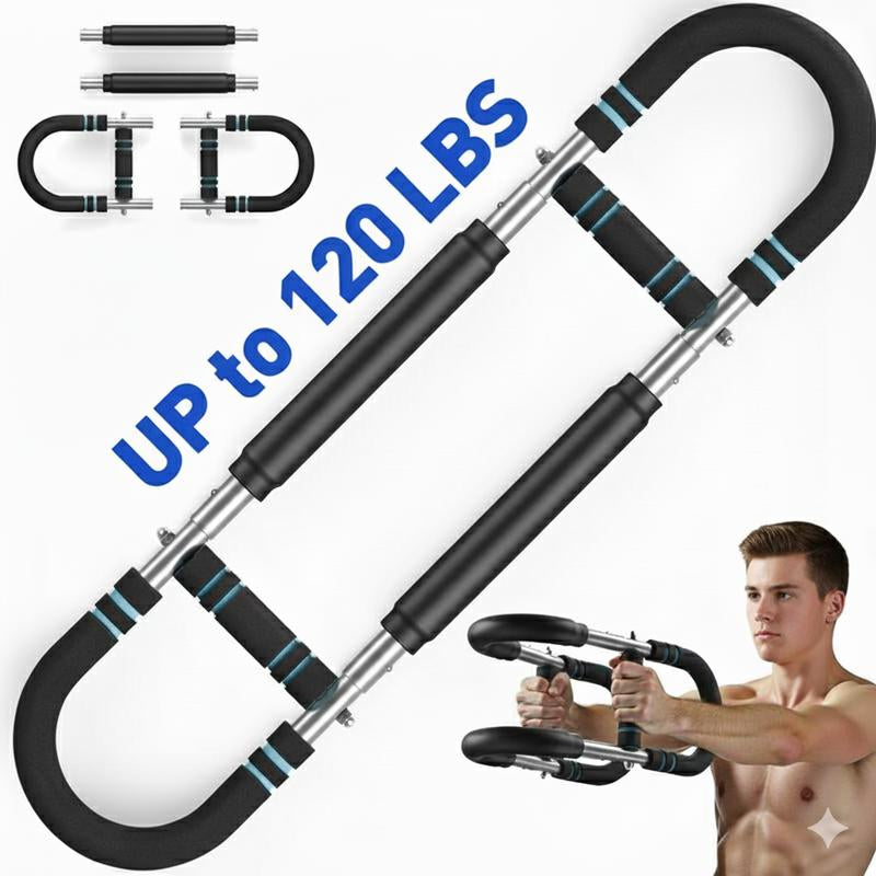 Adjustable Arm Trainer with 90-120 lbs Resistance for Chest and Grip Strengthening - Portable Spring Power Twister Bar for Home Workouts