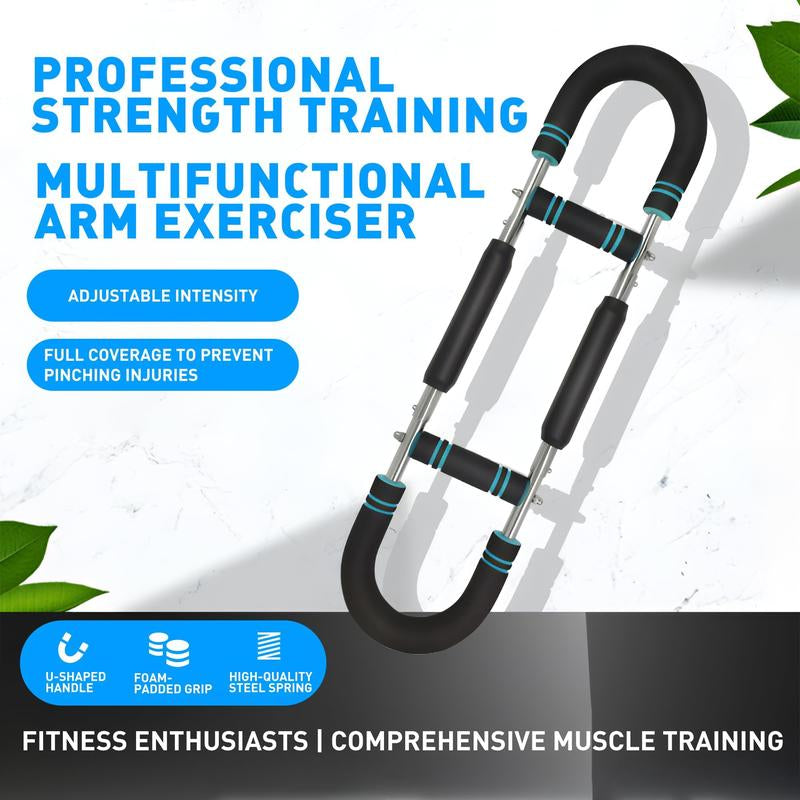 Adjustable Arm Trainer with 90-120 lbs Resistance for Chest and Grip Strengthening - Portable Spring Power Twister Bar for Home Workouts
