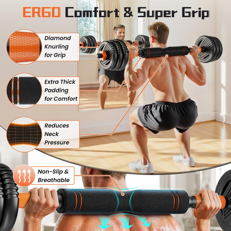 Adjustable Dumbbell Set, 33/44/70/90Lbs Multi-Forms as Barbell, Kettlebell, Push up Stands and Weight Plates, 5 In1 Versatile Dumbbell Set for Full-Body Exercises for Home Gym