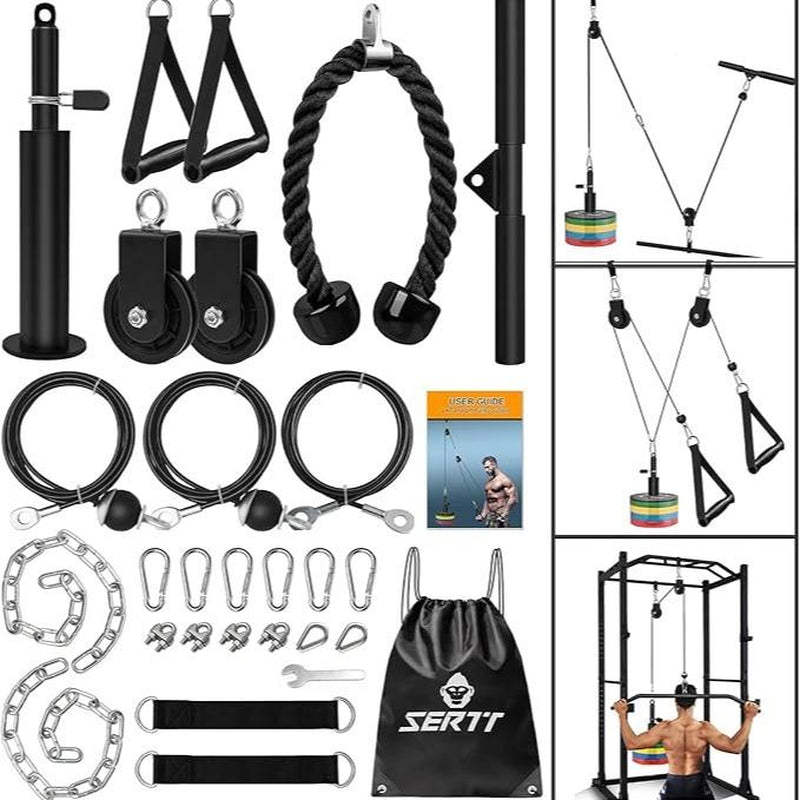 Weight Cable Pulley System Gym Upgraded Cable Pulley Attachments for Gym LAT Pull down Biceps Curl Tricep Arm Workouts Weight Pulley System Home Gym Add on Equipment
