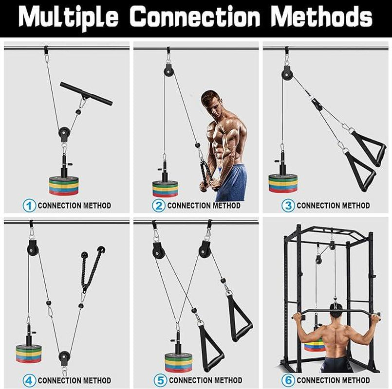 Weight Cable Pulley System Gym Upgraded Cable Pulley Attachments for Gym LAT Pull down Biceps Curl Tricep Arm Workouts Weight Pulley System Home Gym Add on Equipment