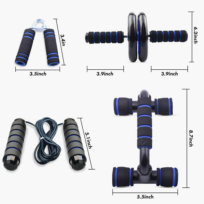 Home Gym Fitness Set, 5-In-1 Abl Roller Kit with Knee Pads, Push-Up Bars, Handle Grips, Skipping Ropes, Home Gym Exercise Kits Suitable for Full-Body Workout, Core & Strength Training, Gym Accessaries, Black Friday, Cyber Monday, Christmas Gift Ideas
