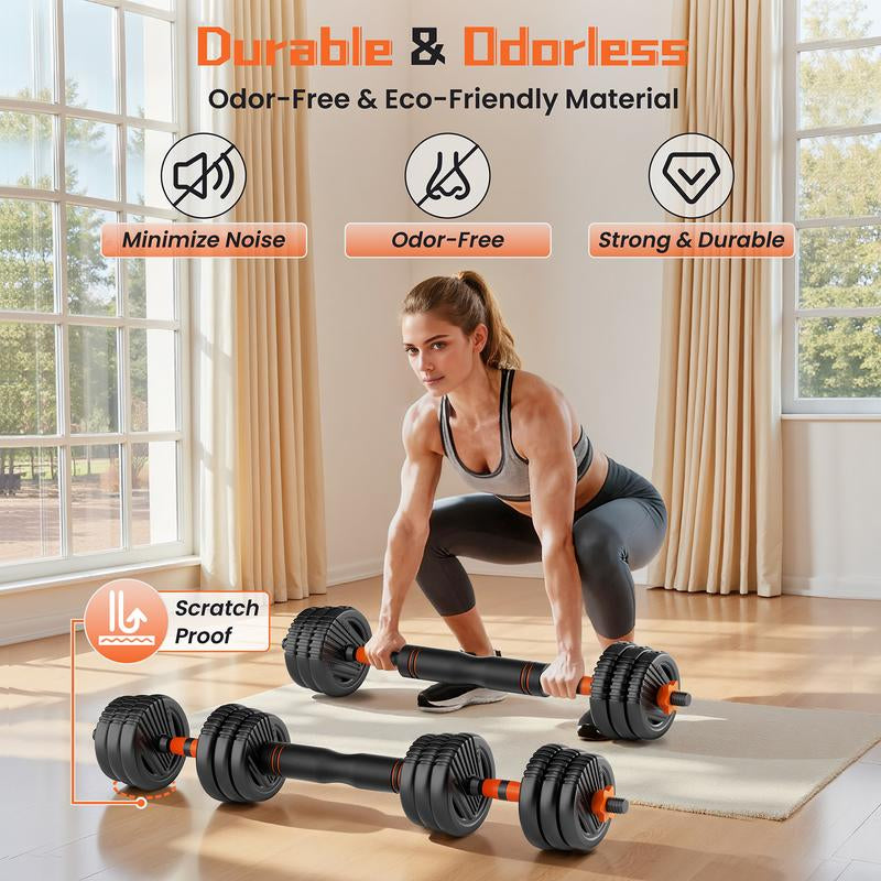 Adjustable Dumbbell Set, 33/44/70/90Lbs Multi-Forms as Barbell, Kettlebell, Push up Stands and Weight Plates, 5 In1 Versatile Dumbbell Set for Full-Body Exercises for Home Gym